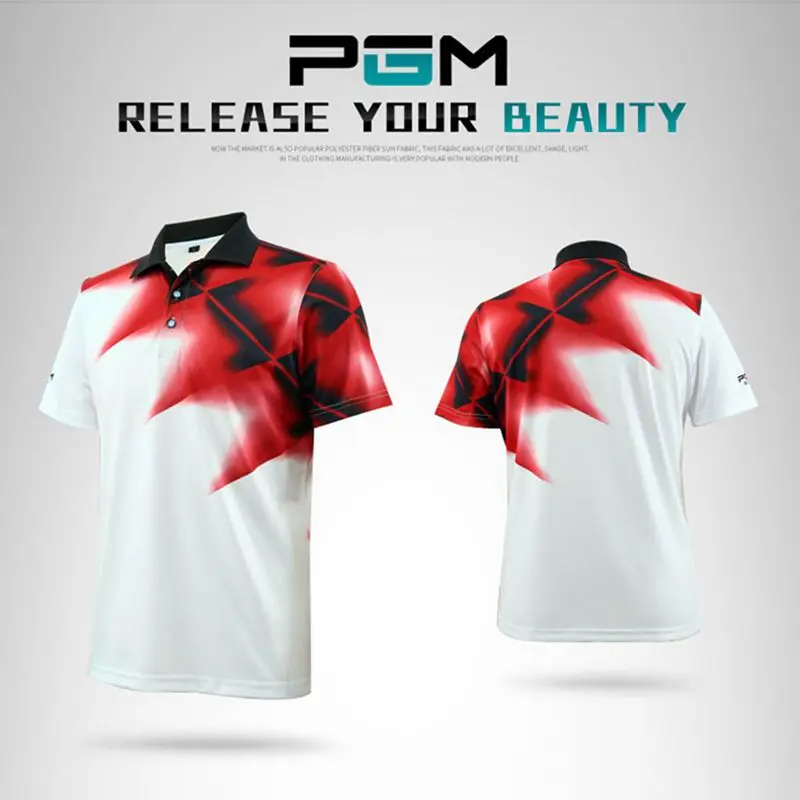 

PGM Men's Golf Shirt Apparel summer Short Sleeve Quick dry T-shirt High-quality Sunscreen Elastic Breathable men Golf Polo Shirt