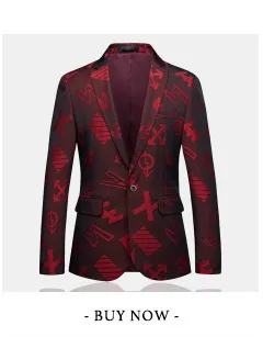 Мужские One Button Blazer Мода парусник печати роскошные свадебные Smart Повседневная куртка высокое качество большой Размеры 5XL 6XL Одежда Мужской T205