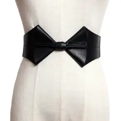 Новый бренд дизайн мягкая искусственная кожа сплошной цвет Широкий корсет cummerbunds ремень ремни для женщин девочек галстуки платье с бантом