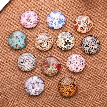 

100Pcs Mixed Colourful Flower Butterfly Animal Patterns Round Glass Cabochons Dome Seals Fashion Jewelry Craft Findings 12mm