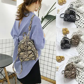

2019 Newest Fashion Women Soft Leather Shoulder Bags Snake Grain Ladies Backpack Hot Sale Handbag Messenger