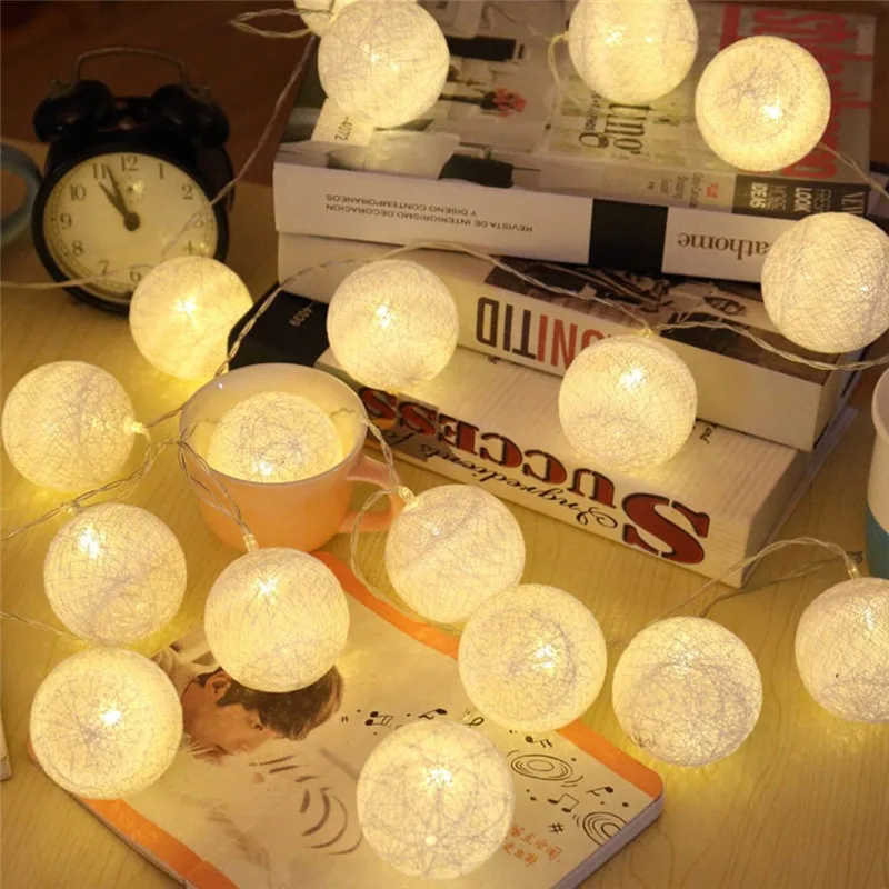 3 м 20 LED ватный шар глобус гирлянда теплый белый на батарейках сказочный фонарь