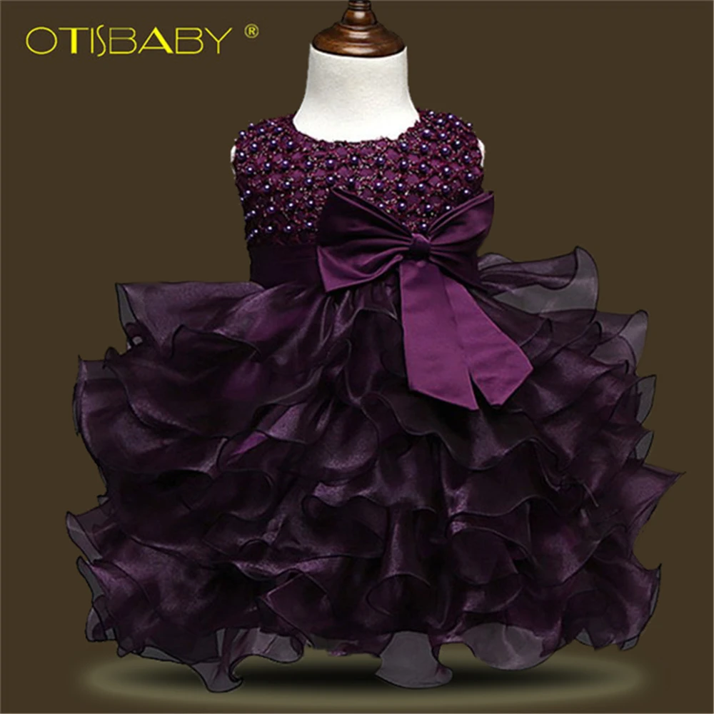 

New Year Winter Infant Princess Dress 1 Year Birthday Dress for Newborn with Beading Ball Gown Tollder Baptism Wedding Clothes