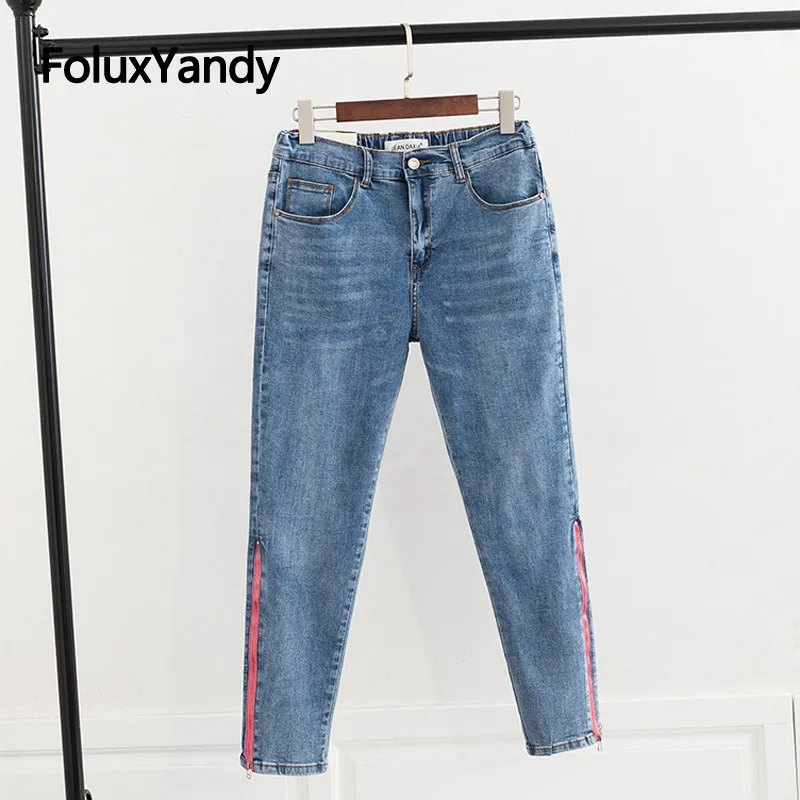 Size Zippers Women Casual Jeans Denim Trousers Blue Skinny Pencil Pants Plus Size Stretched Jeans KKFY3244 Size Zippers Women Casual Jeans Denim Trousers Blue Skinny Pencil Pants Plus Size Stretched Jeans KKFY3244