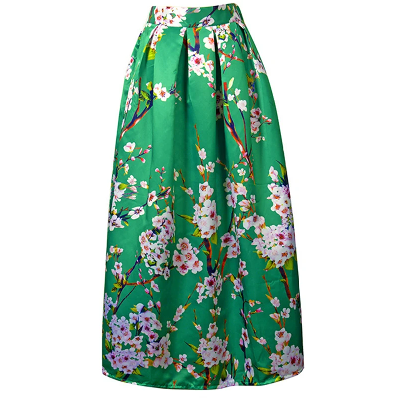Neophil 100 см мусульманские женские макси длинные юбки с цветочным принтом высокая Талия бальное платье атласные расклешенные Пол Длина Saias MS07034