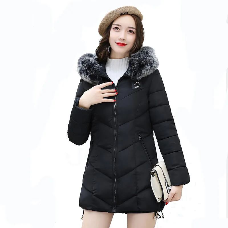 

2017 Fashion Winter Jacket Coat Women Long Thicken Down Cotton-padded Faux Big Fur Collar Warm Female Outwear Parkas Woman