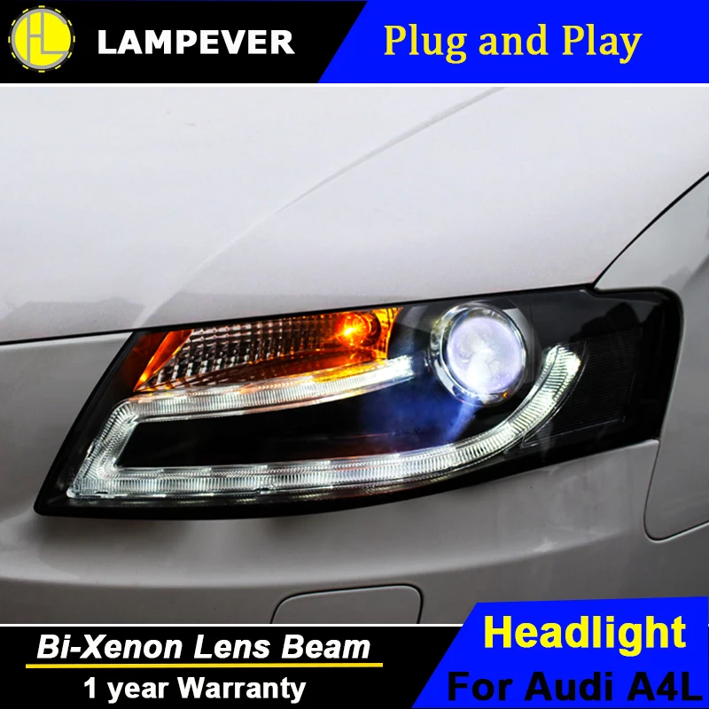 Lampever Стайлинг для A4 B8 фары 2009-2012 A4L светодиодный задний фонарь DRL Bi Xenon объектив