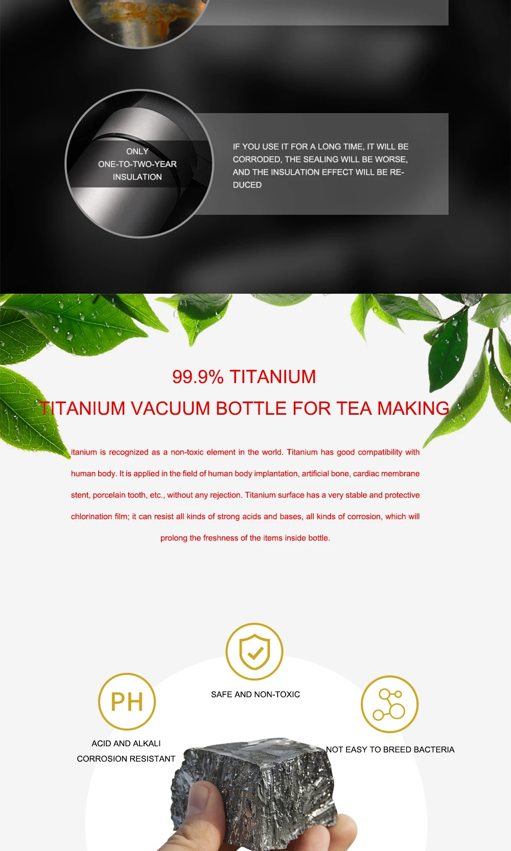 Tilive титановый термос, вакуумная колба, бутылка для воды, чайник, посуда для напитков, 350 мл, 450 мл, походная посуда, для путешествий, термос с горячей водой, чашка