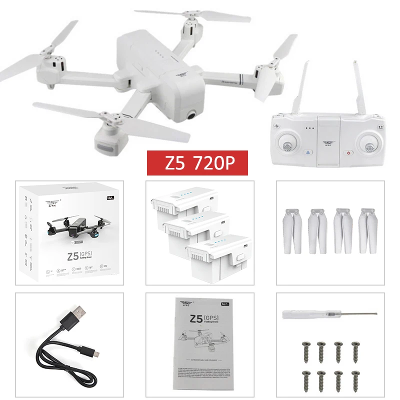 SJRC Z5 5G Wifi FPV с камерой 1080P двойной gps динамический Дрон Квадрокоптер - Цвет: 720P white 3battery