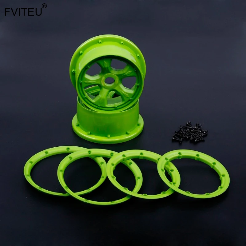 

FVITEU High strength Nylon wheel hubs and beadlocks set fit 1/5 Losi 5ive T Rovan LT/SLRT Baja 4WD KingMotor x2