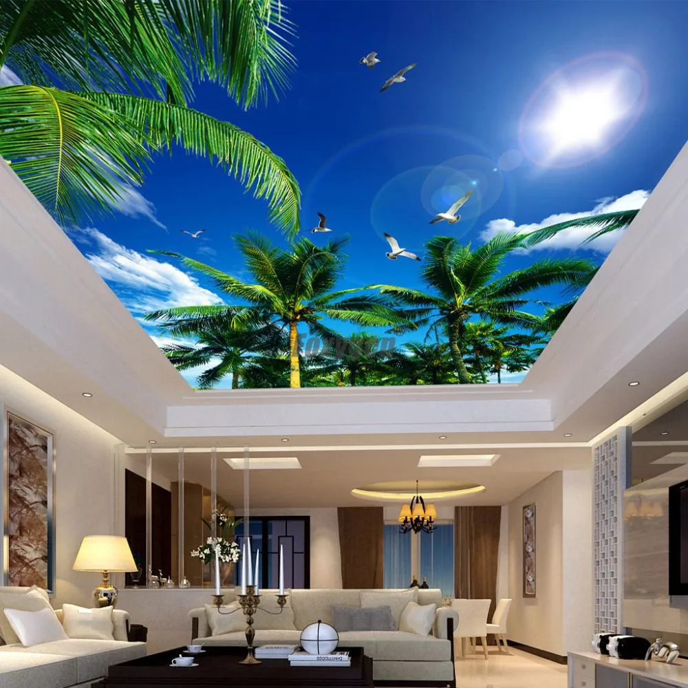 Us 90 0 Digital Printed And Uv Printing False Ceiling Blue Sky Designs Interior Ceiling Decoration In Wallpapers From Home Improvement On Aliexpress