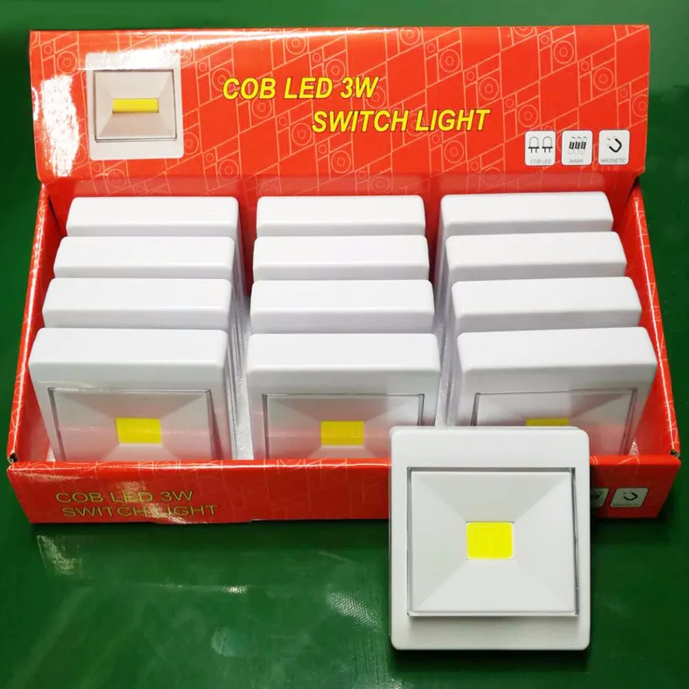  Whosale 12PCS COB LED Switch Night Light Porch Wall Lamp for Bedroom Hallway Cabinet Kitchen Closet - 32857403716