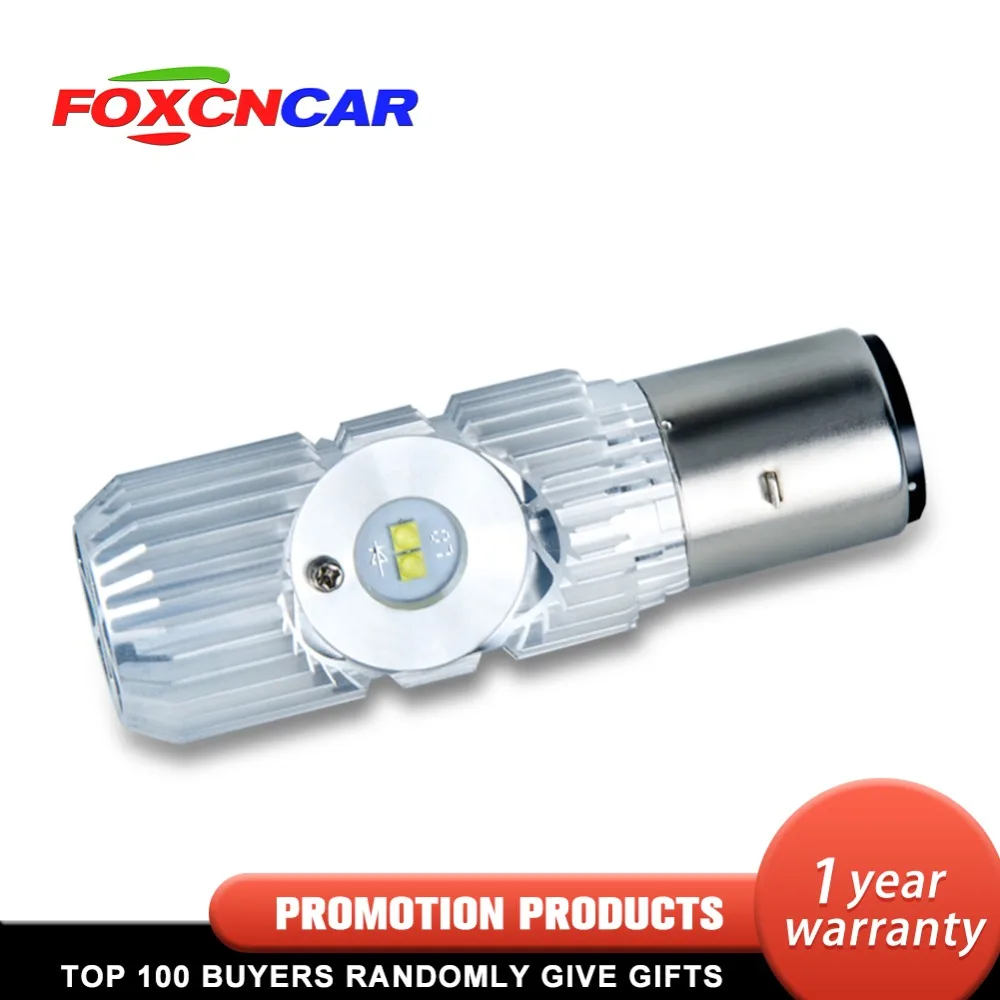 Foxcncar Ba20d H6 мото светодиодный rcycle лампа безвентиляторная без шума 20 Вт 1500LM 12 в 9 32 24