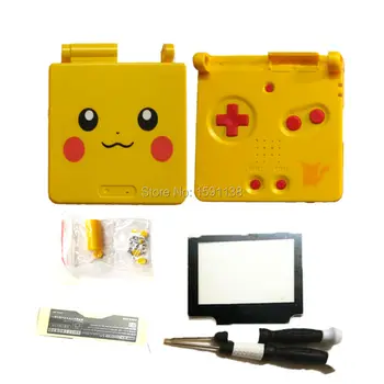 

New For Limited Pikachu Replacement Parts Full Housing Shell for GameBoy Advance SP GBA SP For Pokemon Red Buttons w/Screwdriver
