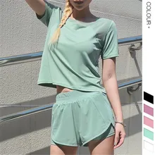 Новая дышащая одежда для йоги в европейском и американском стиле свободная быстросохнущая Сетчатая футболка с короткими рукавами для занятий фитнесом