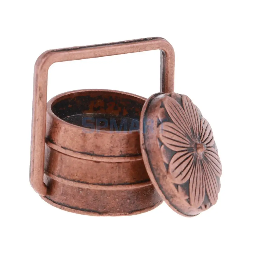 Vintage 1/12 Miniature Copper 3 Layer Lunch Box Kitchen Groceries for Dolls House Decor Accessories