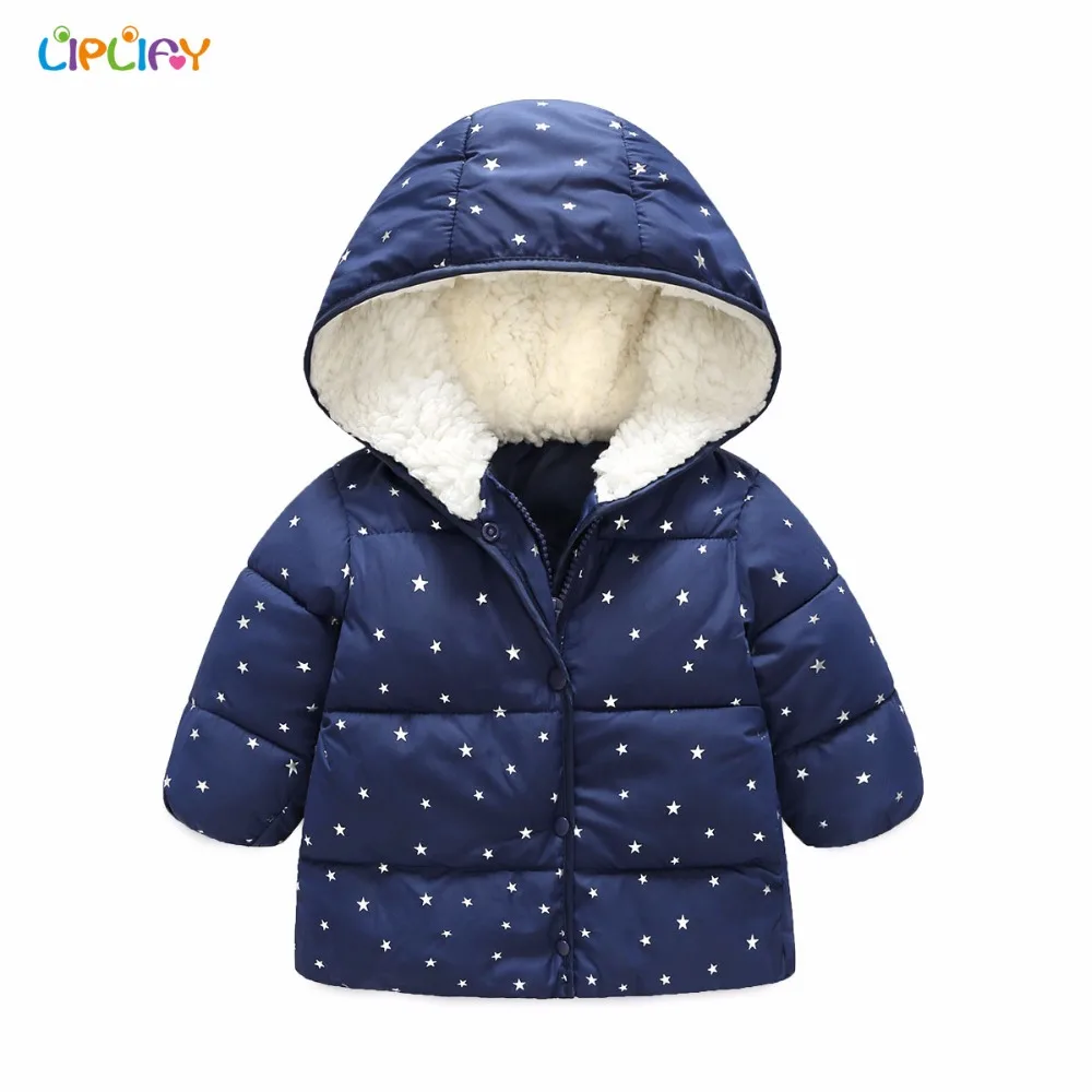 

2018 Baby Girl Coat Children Winter Outwear Hooded Jacket Cute Star Print Fashion Baby Warm Clothes Kids Girl Hoodies Clothing