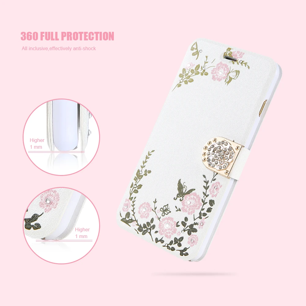 Чехол Кошелек KISSCASE с бриллиантами для iPhone 6 6s 8 7 Plus кожаный флип чехол полной