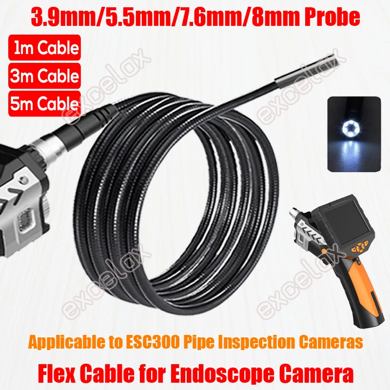 IP67 1440x1080 3.5" LCD 3.9mm 5.5mm 7.6mm Industrial Endoscope Pipe Inspection Camera Flashlight Snake Tube Borescope 1M 3M 5M