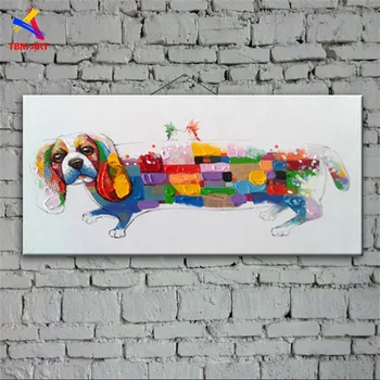 

Pet Puppy Picture Hand Painted Modern Abstract Oil Painting On Canvas Wall Art Gift for Living Room Decoration No Framed CT034