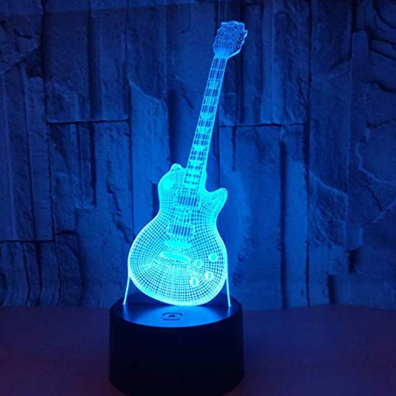 Гитары 3D ночник Творческий 3 D лампа визуальное освещение для украшения комнаты Новинка Рождественский подарок младенцев
