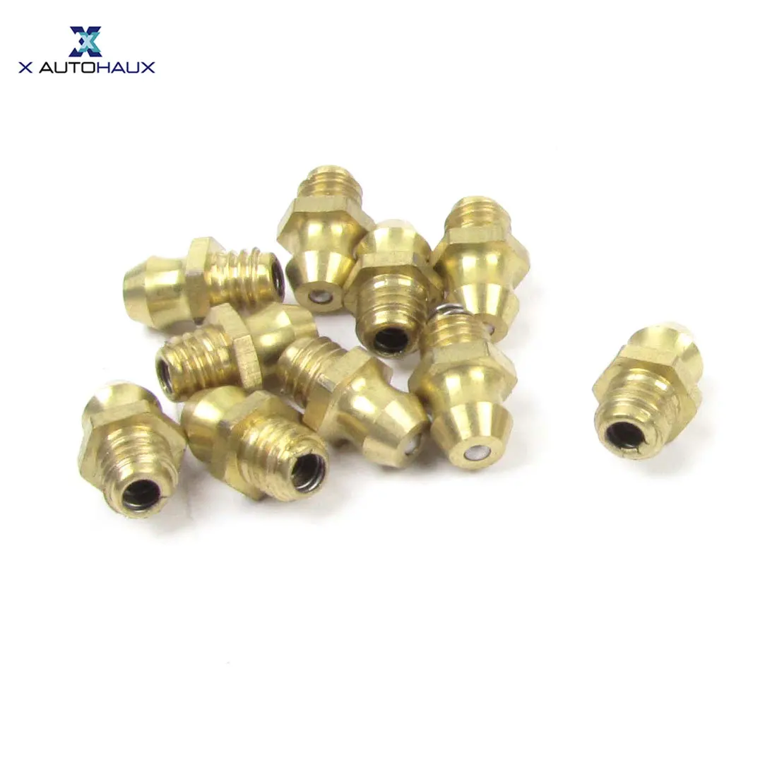 

X Autohaux 10 Pcs Metal 6Mm Threaded Straight Grease Nipple Fittings Nozzles