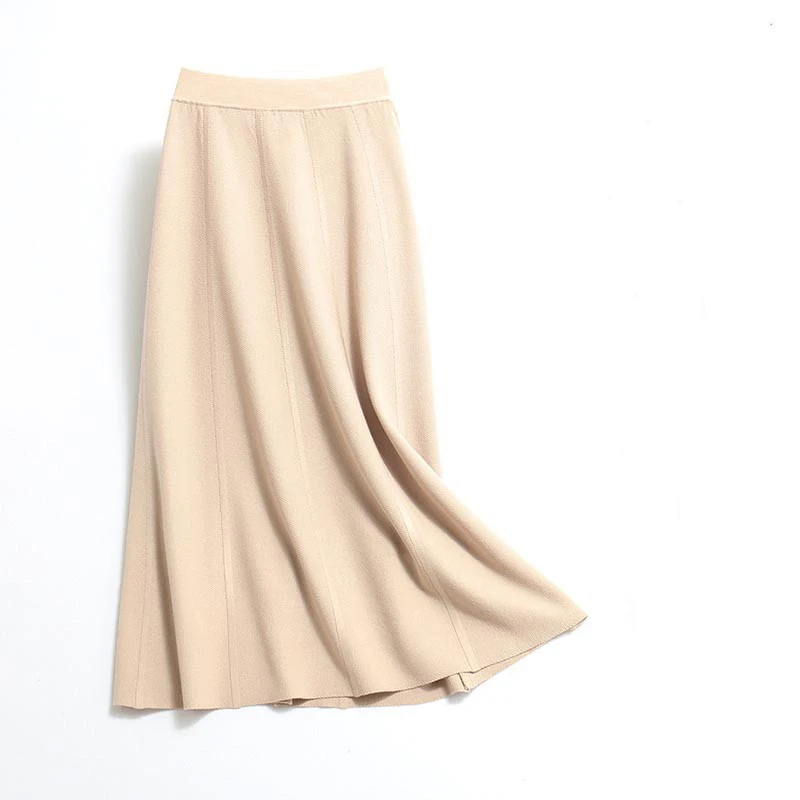 Sherhure весенние женские вязаные длинные юбки с высокой талией Faldas Jupe Femme Saia винтажные женские бежевые коричневые длинные юбки