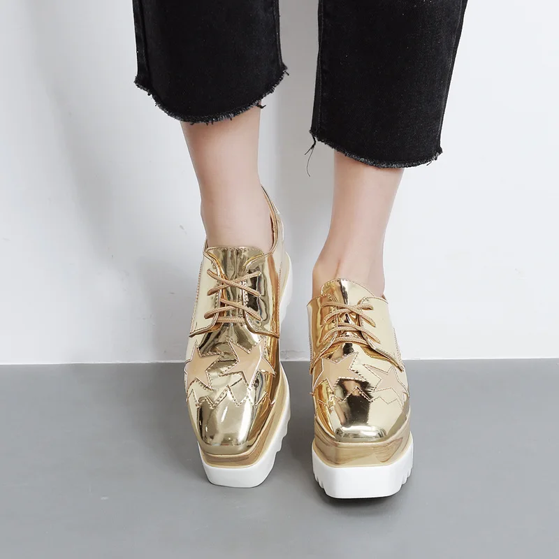 

Patent Leather Women Oxfords Shoes 2018 Latest Fashion Platform Shoes