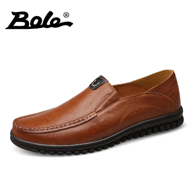 

BOLE Hot Sale Handmade Genuine Leather Men Shoes Fashion Design Slip on Breathable Men Driving Loafers Flat Shoes Men Footwear