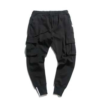 

New Tide brand Casual Middle Waist Loose Black Overalls Long Pants Male Casual pants