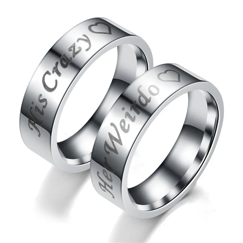 Кольцо из титановой стали с надписью His Crazy Her Weirdo|ring wedding|wedding bandtitanium steel |