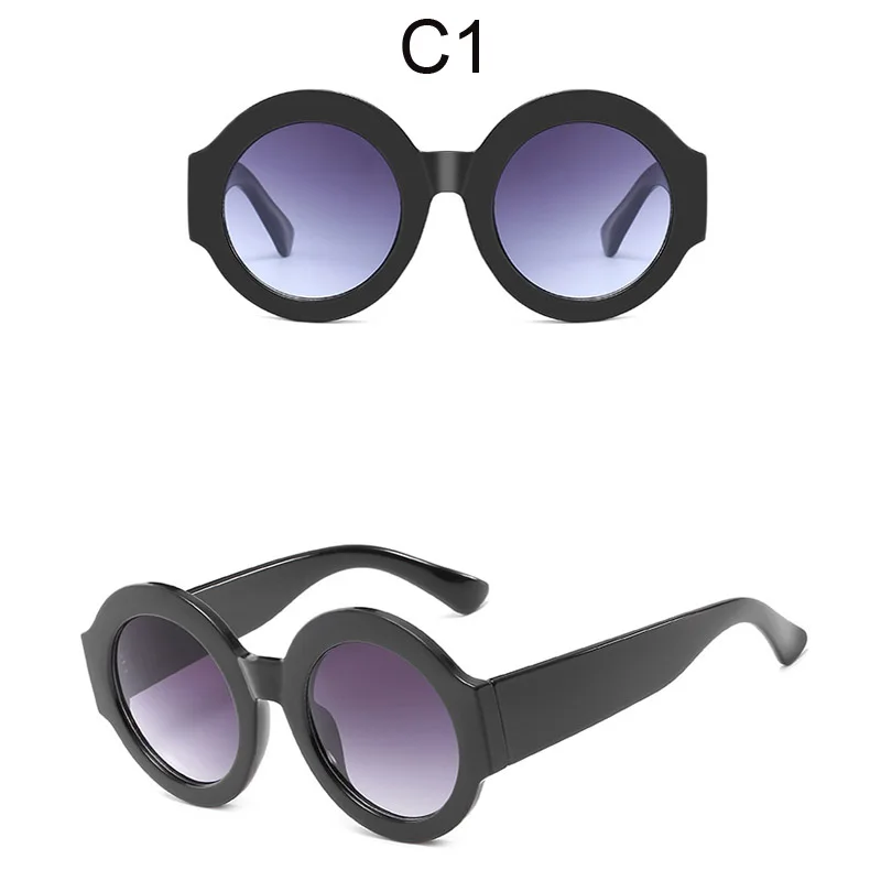 Новинка, черные круглые солнцезащитные очки, женские дизайнерские круглые солнцезащитные очки, женские роскошные брендовые прозрачные очки, Женские винтажные солнцезащитные очки - Цвет линз: 1