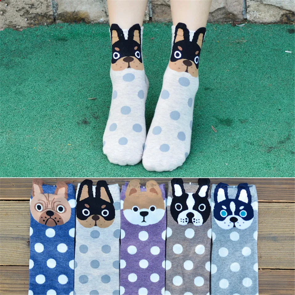 Harajuku/женские носки для взрослых с собаками из мультфильмов; сезон осень-зима; Meias; новые рождественские подарки