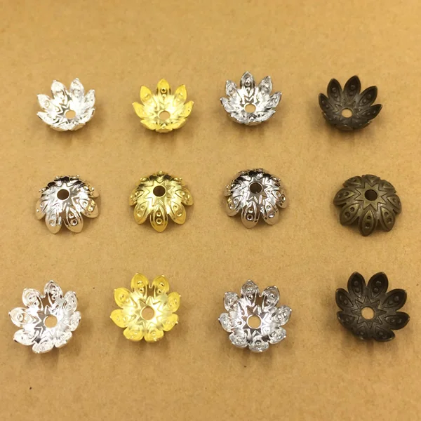 

100pcs 9mm Copper Flower Spacer Bead Caps For DIY Jewelry Filigree Loose Bead End Caps Handmade Jewerly Findings Components