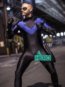 

Free Shipping DHLNEW X-men Nightwing Cosplay Costumes For 2017 Halloween Party Black Superhero Zentai Catsuit 16090902