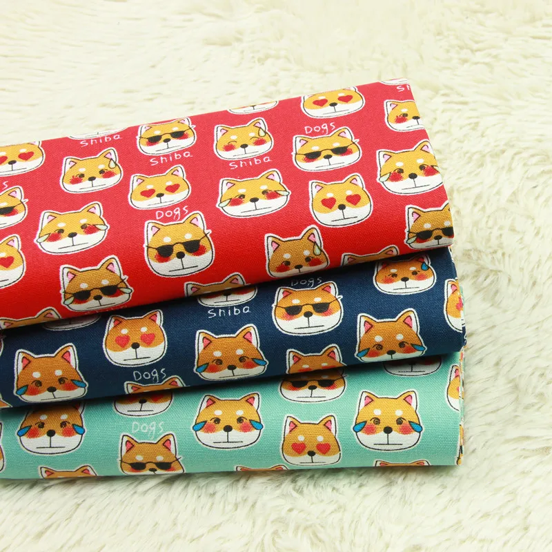 

half yard thicken cotton fabric with cartoon dog print handmade DIY bag mouth gold package cloth 100% cotton T565