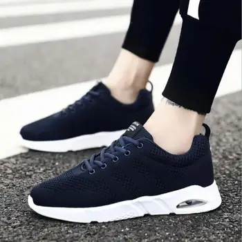 

skyaxmot Summer breathable fly knit men's shoes net noodles sneaker men's Korean version of fashion cushioning running tide shoe
