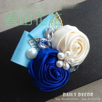 

Custom! Party / wedding bridegroom corsage / groom boutonniere / groomsmen boutonnieres handmade ribbon rose wedding flowers
