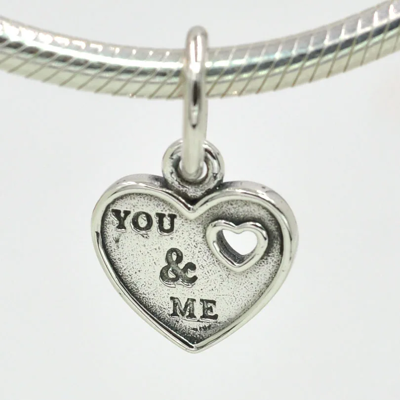 Original 100 925 Sterling Silver Charms Love Heart I love You Charm