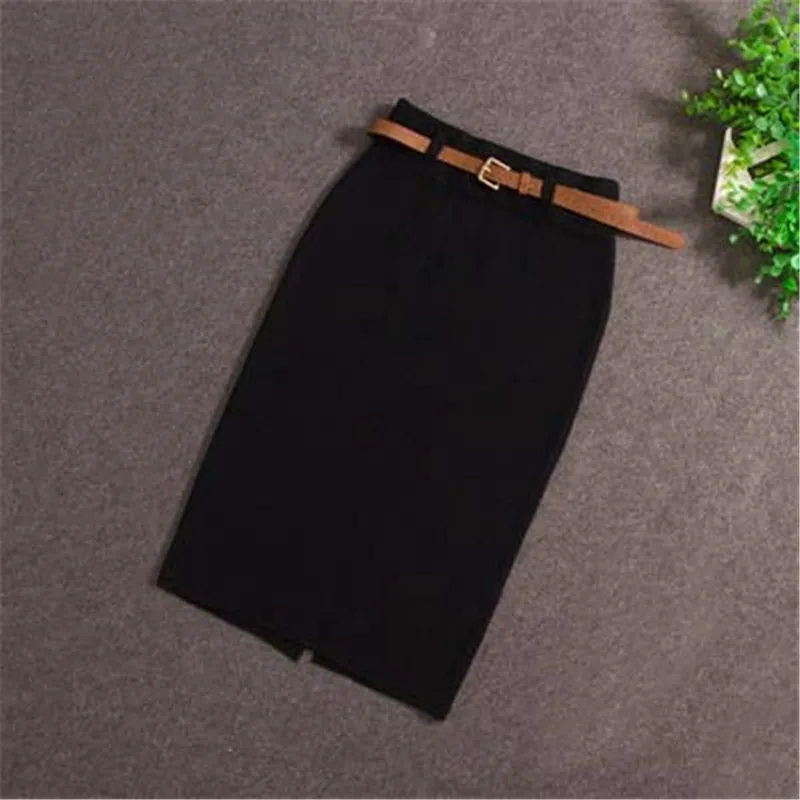 Женская трикотажная юбка карандаш с завышенной талией и поясом|skirt knitted|midi skirtwomen