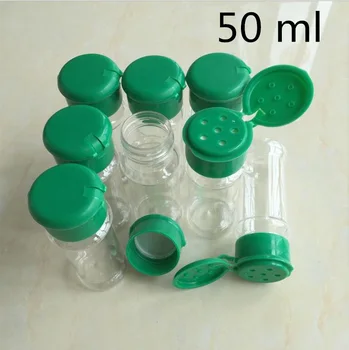 

50 pcs Free Shipping 50 ml Empty Transparent Plastic Packaging Bottles Cans bank For Spices Pepper Powder Sample Containers
