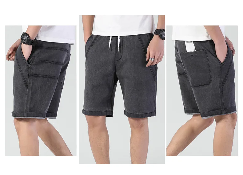 Summer thin Elastic Waist band Denim Shorts Mens Loose Plus Size Big 4XL 5XL 6XL Large Size Shorts Casual Fat Male Jeans Bermuda