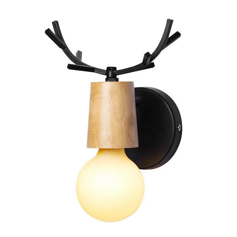 

Led Wall Lamp Wooden Iron Nordic Loft Bathroom Bedroom Living Room Bedside Stair Home Lights