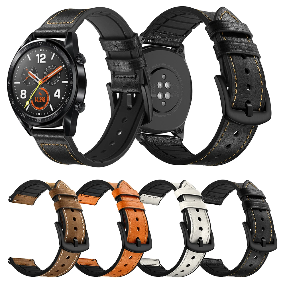 Для HUAWEI WATCH GT кожаный ремешок браслет для HONOR Watch Magic Смарт часы 22 мм | Наручные