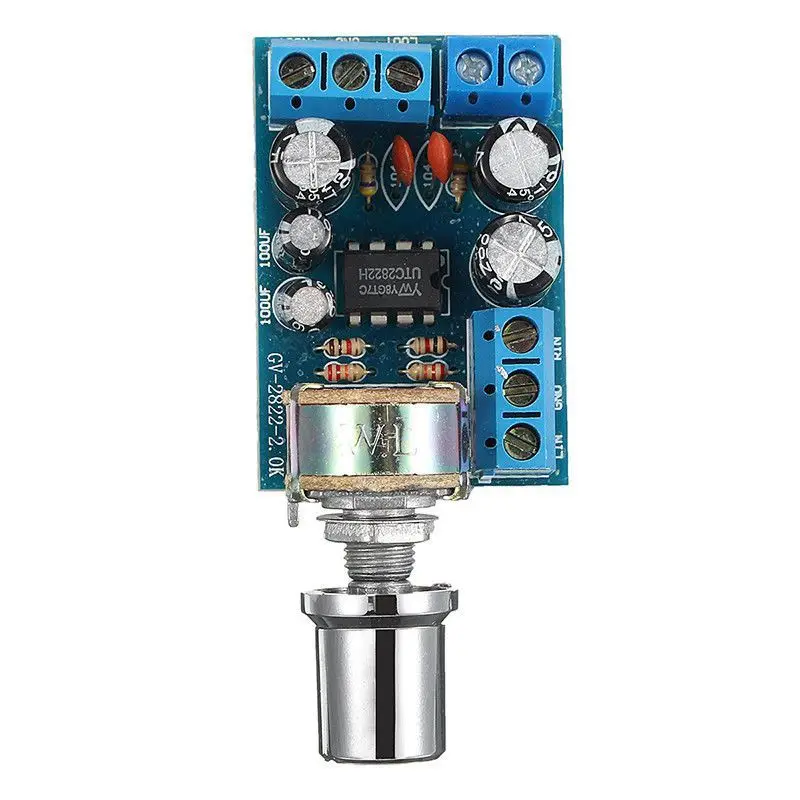 

TDA2822 TDA2822M Mini 2.0 Channel 2x1W Stereo Audio Power Amplifier Board DC 5V 12V CAR Volume Control Potentiometer Module
