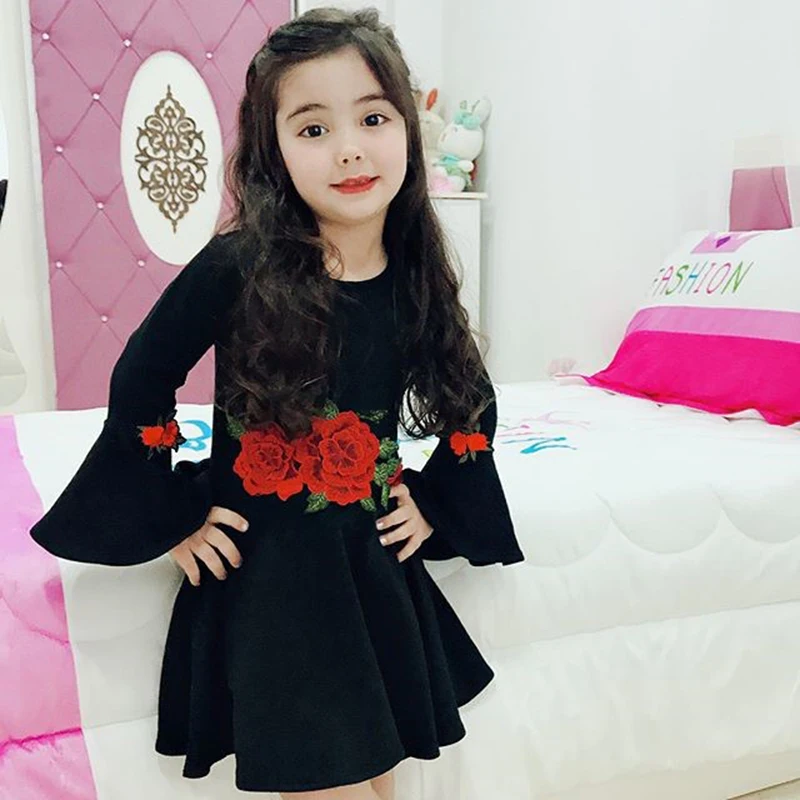 

Kids Girl Dress European and American Style Print Frocks Teenage Girls Summer Clothes Girls Little Girl Children Clothes Dress