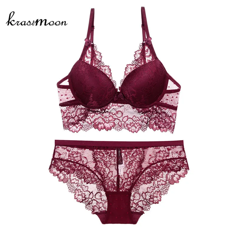 Fashion Design Sexy Bra Set Lace Panties Bralette Women Push Up Underwear Adjustable Strap
