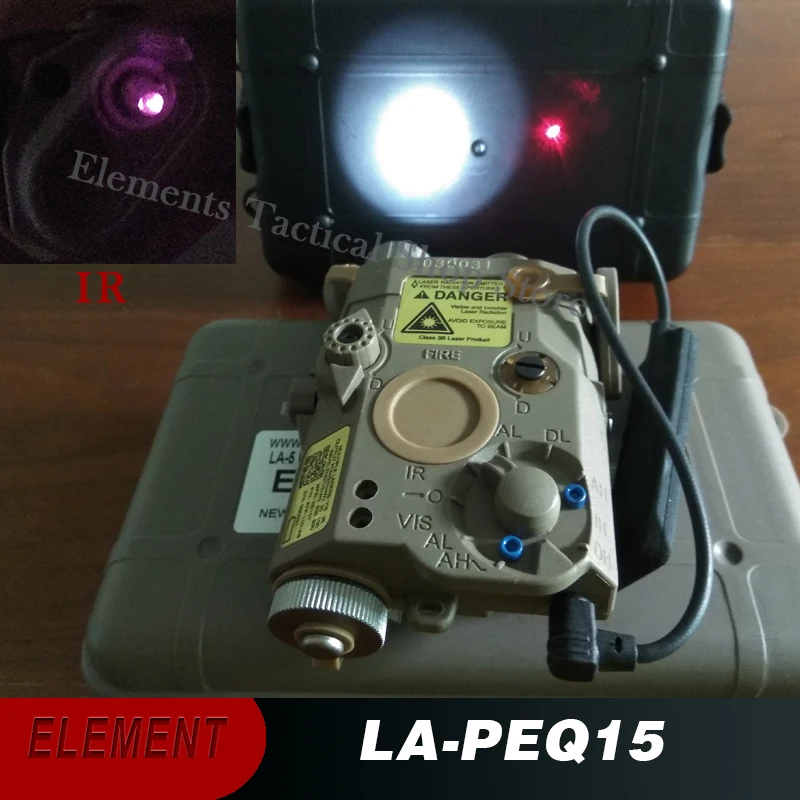 

Element LA-PEQ15 tactical light Airsoft Tactical Military Battery Case with Red Laser and IR Fits for Standard EX 276