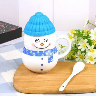 Креативная мультяшная керамическая чашка с изображением снеговика, Рождественская чашка для пар, кружка с выражением, кружка для студентов, детей, мультяшная фарфоровая чашка с молоком и завтраком - Цвет: 09 Style