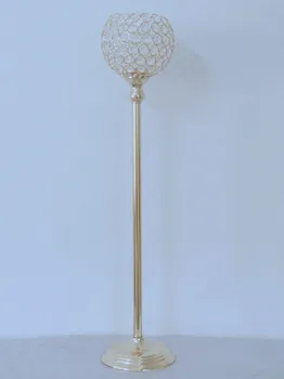 

Metal crystal wedding backdrop road lead pillars cheap gold iron flower stand for walkway decoration